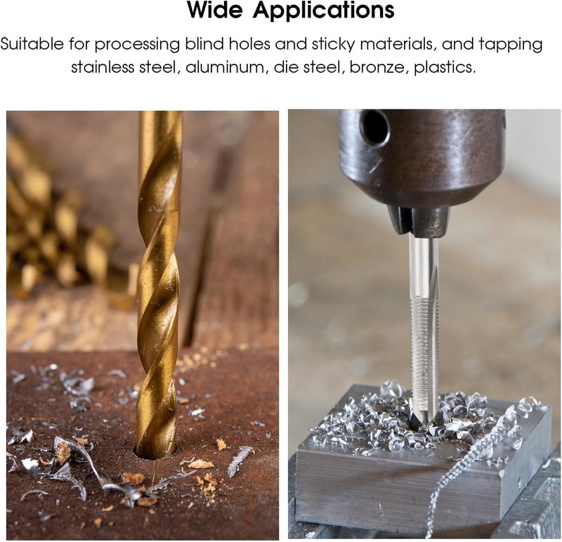Winfox M2 x 0.4 Straight Flute Thread Tap and 1.6mm Twist Drill Bit Set, Metric Titanium Plated 6542 High Speed Steel Machine Screw Thread Tap Threading Drilling Tool - Image 4